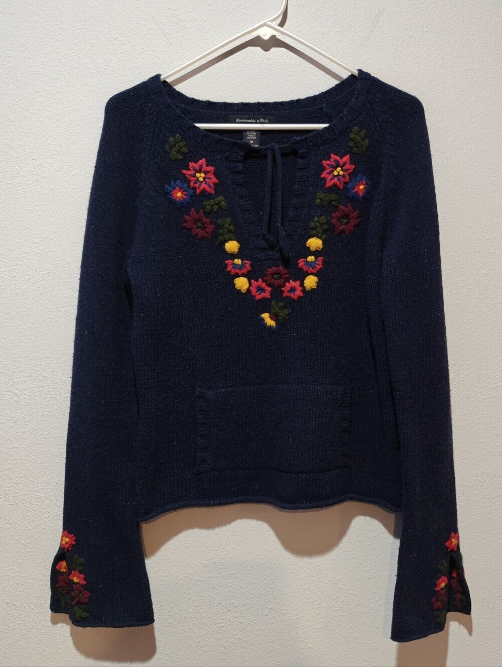 Wool Y2K Embroidered Grandma Sweater Abercrombie & Fitch Medium Floral